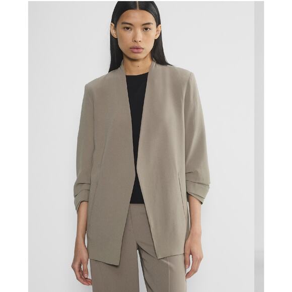 Aritzia Jackets & Blazers - ARITZIA BABATON Blazer 2 Power Hip Taupe Mirror Crepe Open Front Shawl Collar